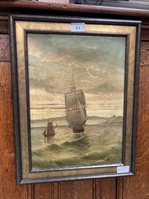 Lot 43 - A 19th century oil on canvas of sailing scene,...