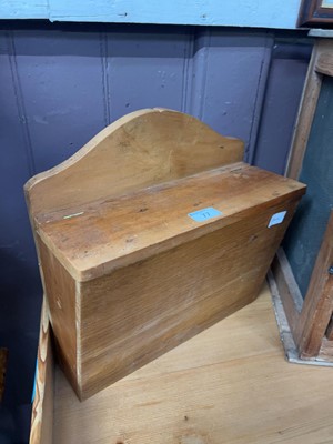 Lot 77 - A waxed pine wall mounted letter box