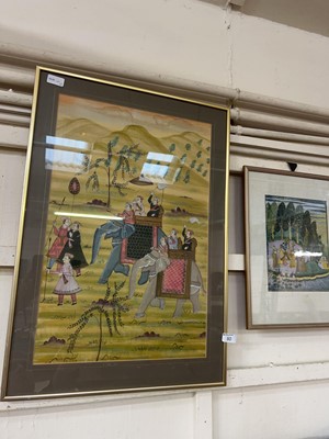 Lot 80 - A framed and glazed Indian artwork on silk...