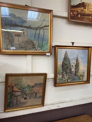 Lot 82 - Three framed and glazed watercolours depicting...