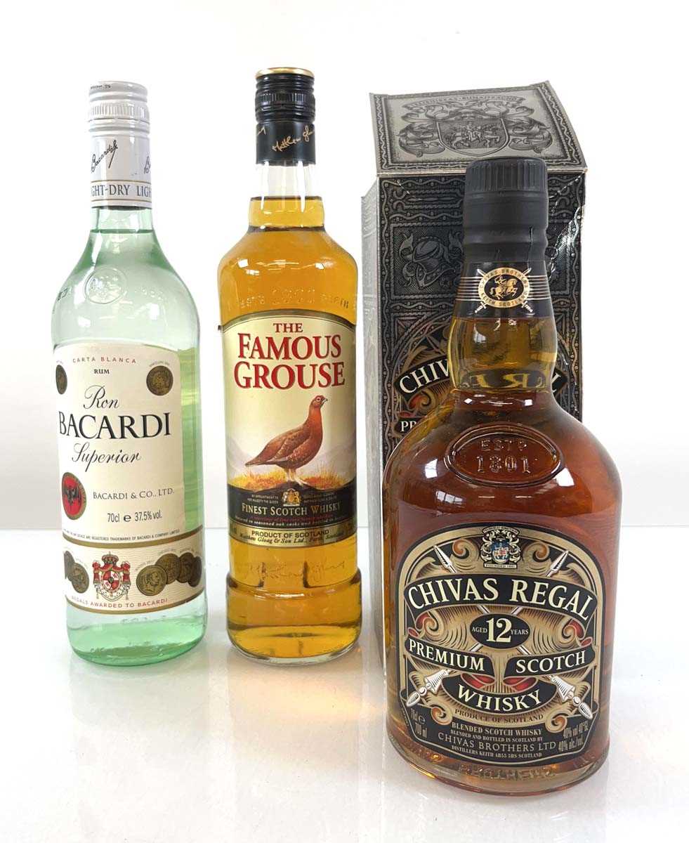 Lot 46 - 3 bottles, 1x Chivas Regal 12 year old Premium...