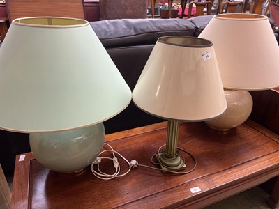 Lot 94 - Two ceramic table lamps, along with one...