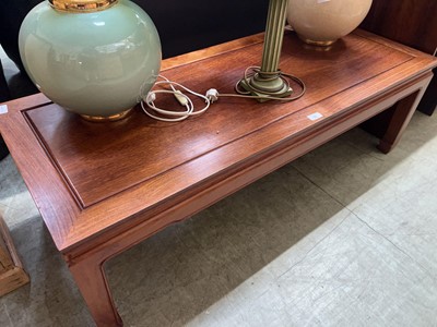 Lot 95 - An oriental style mahogany effect rectangular...