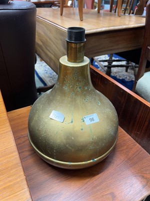 Lot 98 - A brass bulbous table lamp, no shade