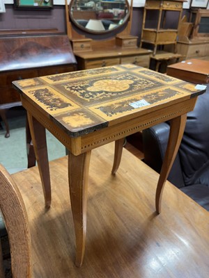 Lot 102 - A Sorrento-style inlaid musical sewing table
