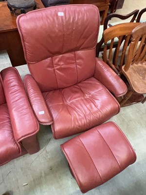 Lot 124 - A red leather upholstered Ekorne Stressless...