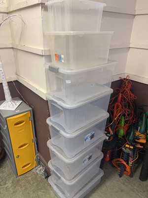 Lot 152 - A stack of eight PVC lidded storage boxes of...