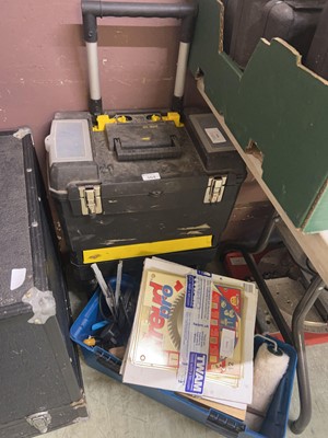 Lot 164 - A Stanley rolling tool chest along with a box...