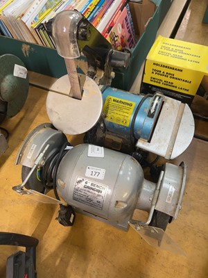 Lot 177 - A Hilko dual bench grinder, along with a Clark...