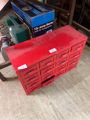 Lot 183 - A red metalwork sixteen draw tool cabinet
