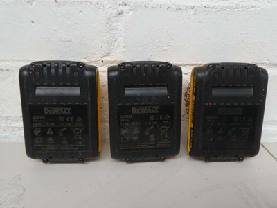 Lot Three DeWalt 2.0 ah 18v XR brushless batteries
