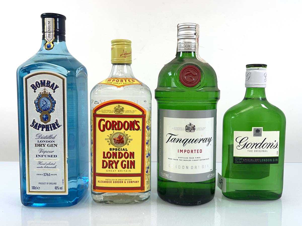 Lot 49 - 4 various bottles of Gin, 1x Tanqueray...