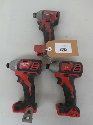 Lot Three Milwaukee 18v cordless impact drivers to...