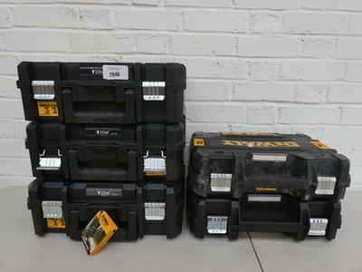 Lot 5x DeWalt hard-shell tool cases, including 3x...