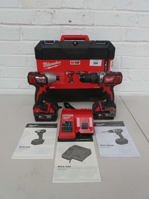 Lot Cased Milwawkee M18 BPP2Q 18V Cordless Drill...