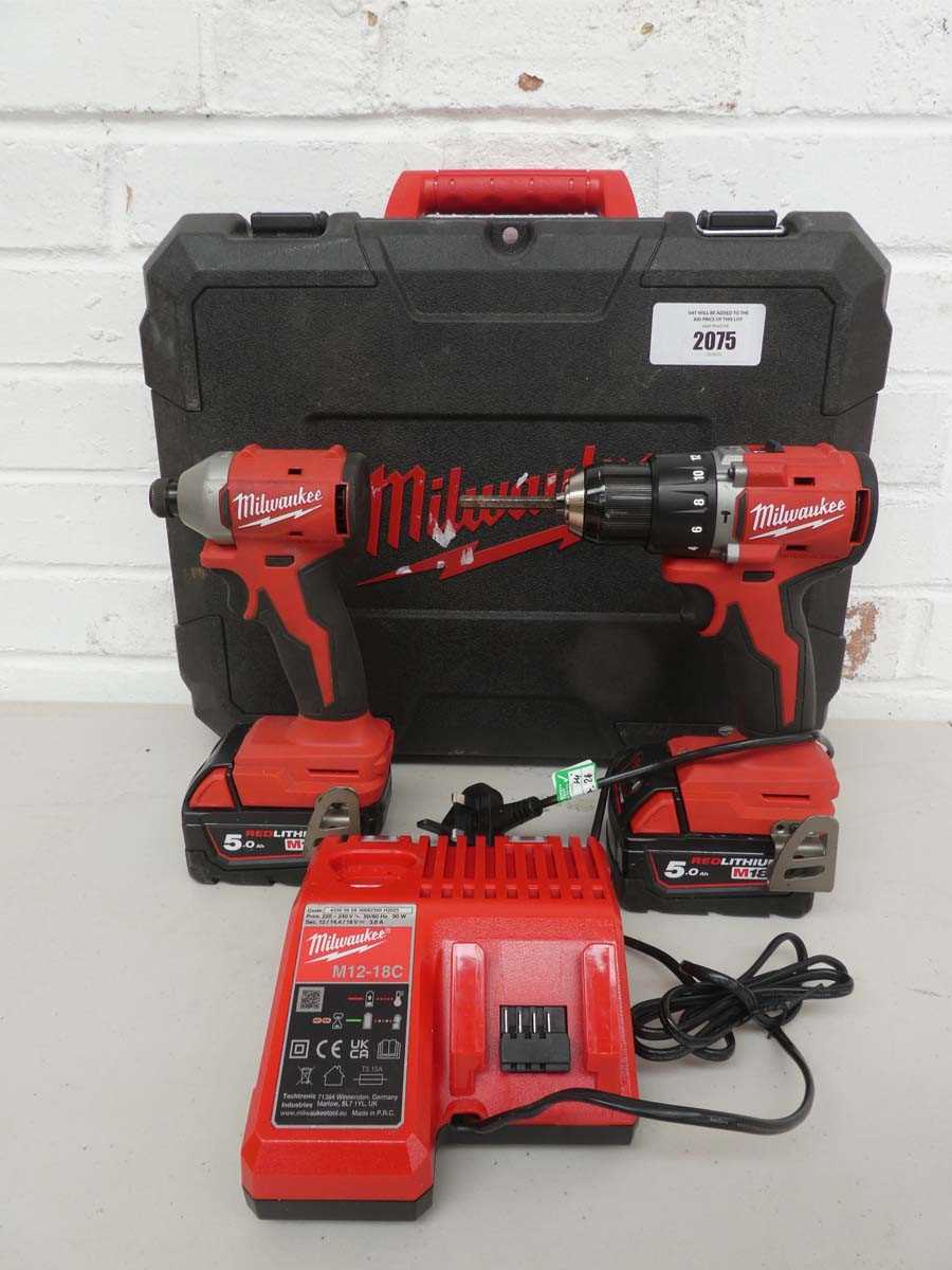 Lot Cased Milwawkee M18 BPP2Q 18V Cordless Drill...