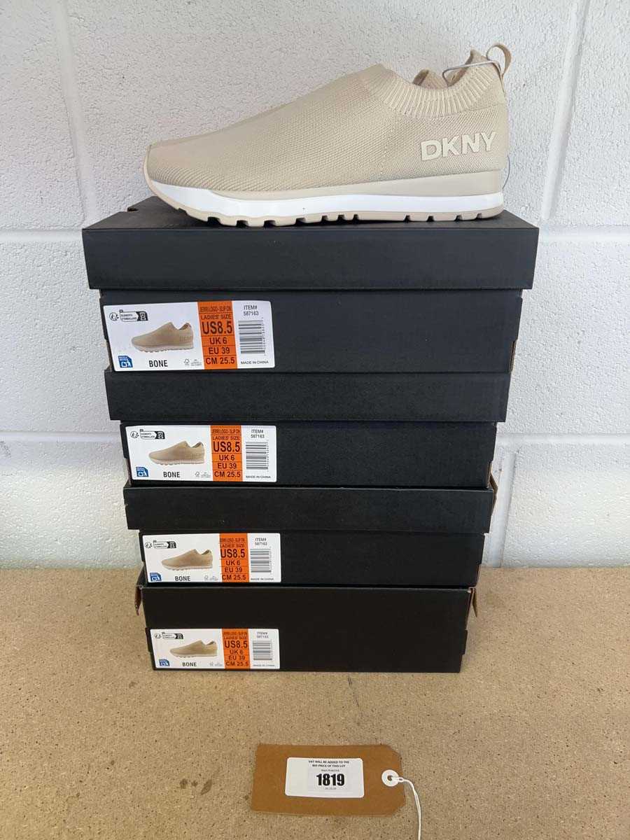 Lot x4 boxed pairs of DKNY slip on trainers size UK 6