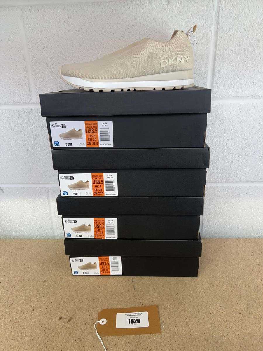 Lot x4 boxed pairs of DKNY slip on trainers size UK 6