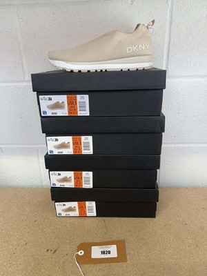 Lot x4 boxed pairs of DKNY slip on trainers size UK 6