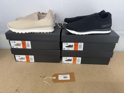 Lot x4 boxed pairs of DKNY slip on trainers size UK 6