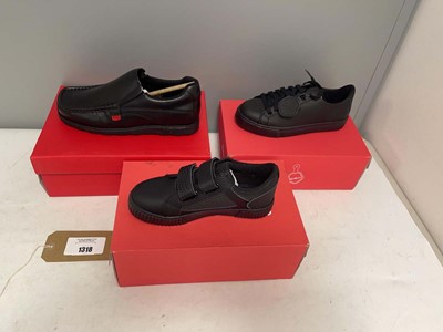 Lot 1318 - 3x Boxed pairs of Kickers children's shoes...