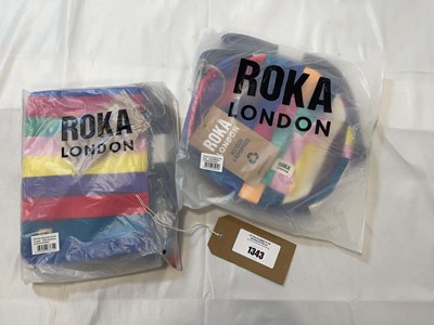 Lot 1343 - Roka London recycled canvas wide multistipe bags