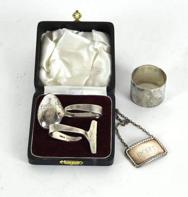 Lot 258 - A group of silver including a napkin ring, a...