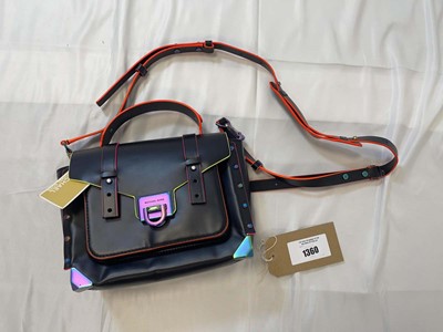 Lot 1360 - Michael Kors black neon rainbow trim satchel bag