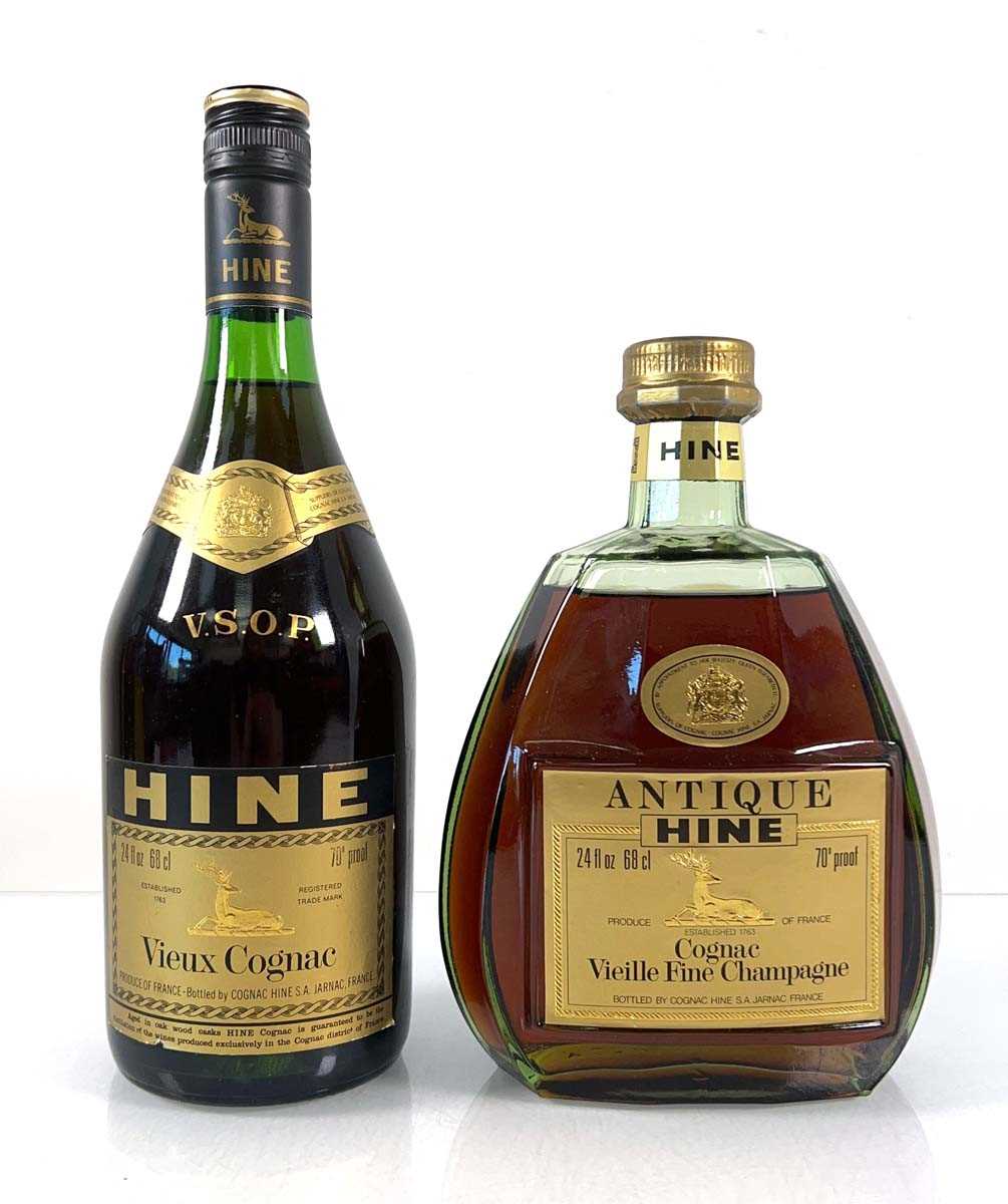 Lot 50 - 2 bottles of Hine Cognac, 1x Antique Vieille...