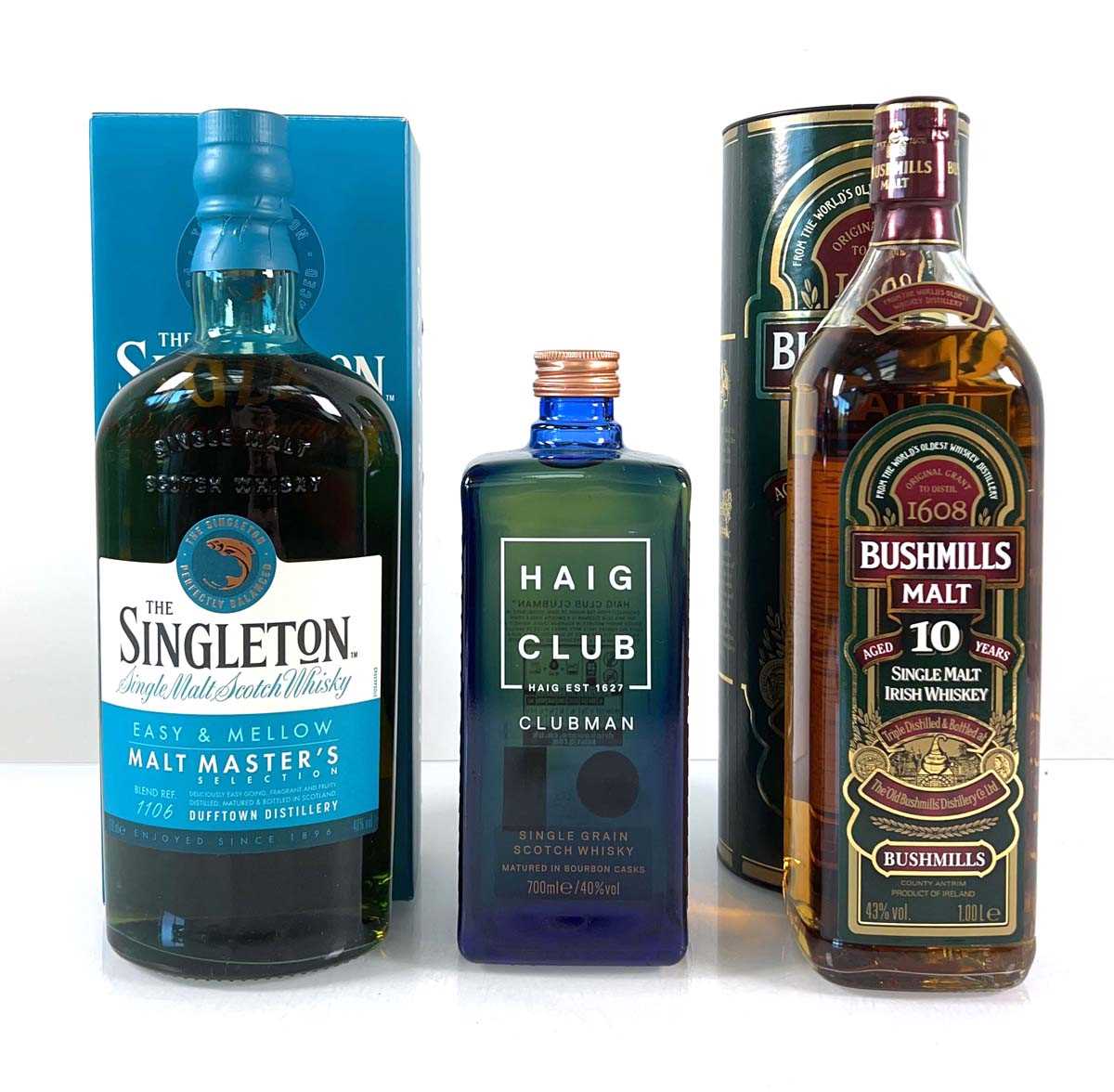Lot 52 - 3 bottles, 1x Bushmills 10 year old Single...