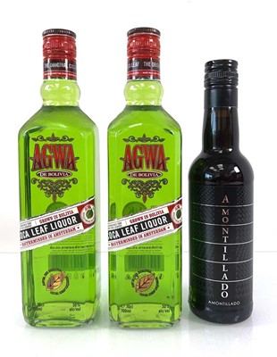 Lot 221 - 3 bottles, 2x AGWA de Bolivia Coca Leaf Liquor...
