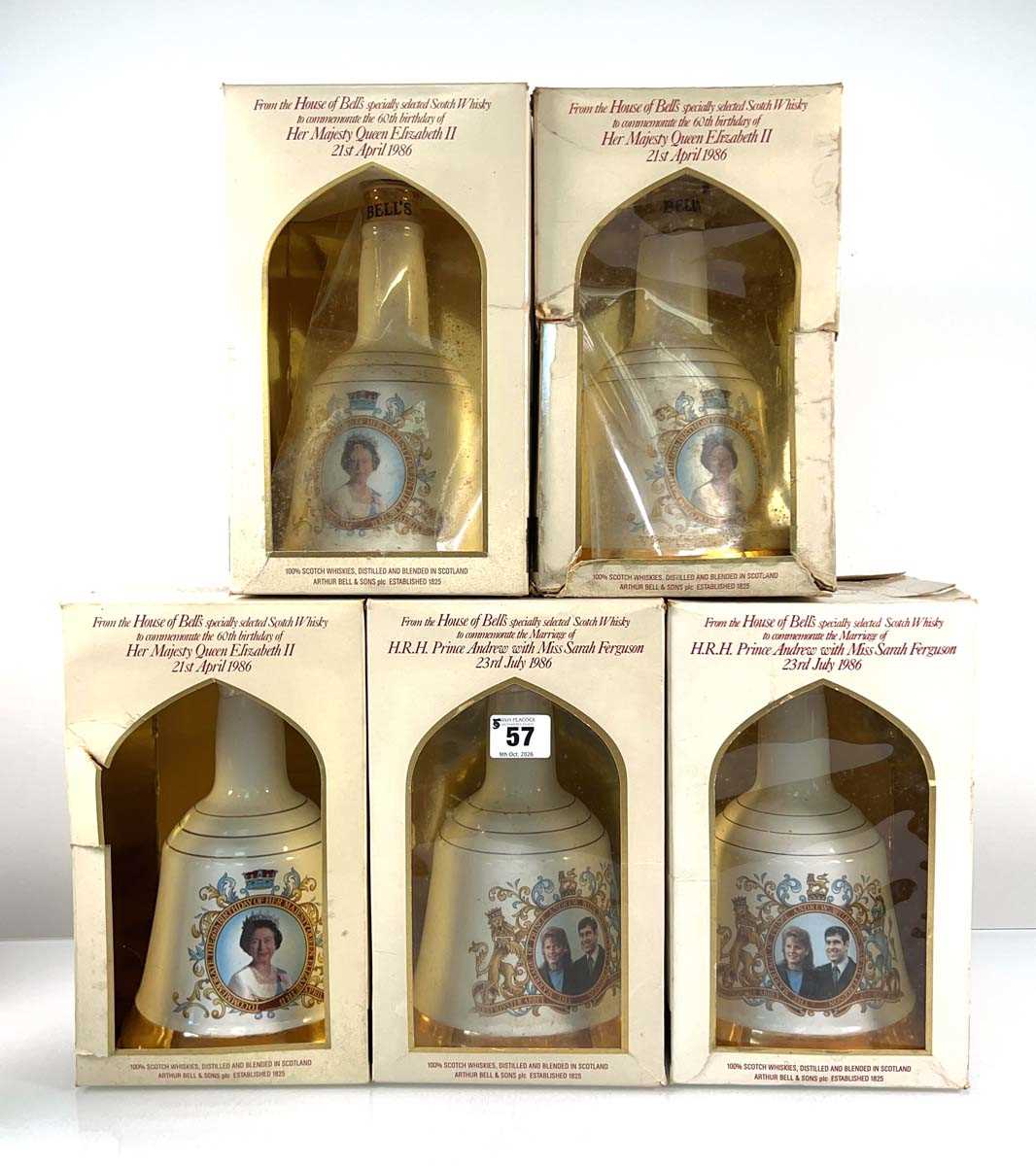 Lot 57 - 5 Bell's Royal Celebration Decanters with...