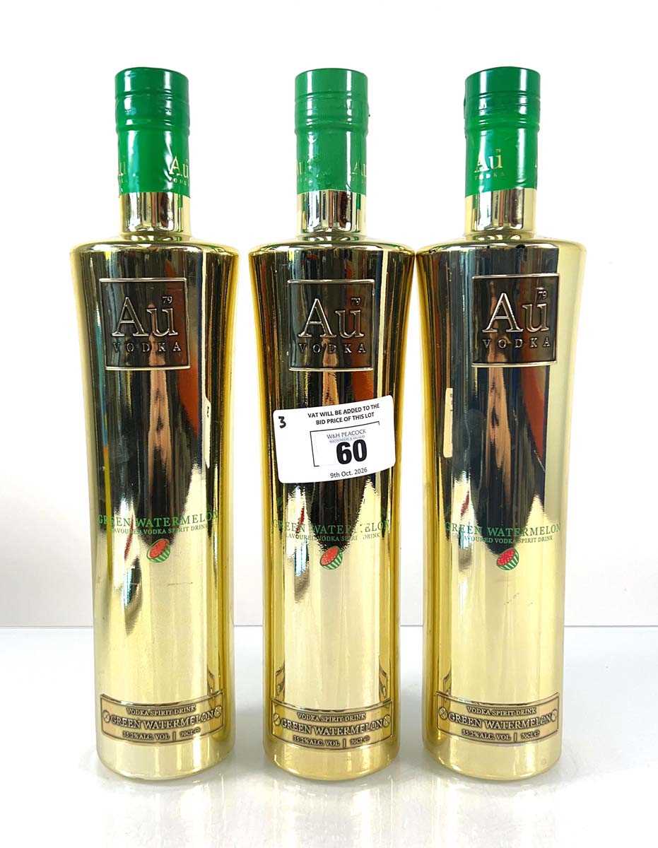 Lot 60 - 3 bottles of Au Vodka Green Watermelon 35.2%...