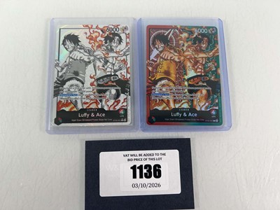 Lot 1136 - (2) Top Loaded One Piece TCG: ST30-001 Luffy &...
