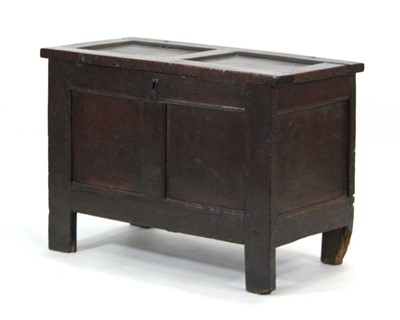 Lot 12 - An 18th century oak panelled coffer of small...