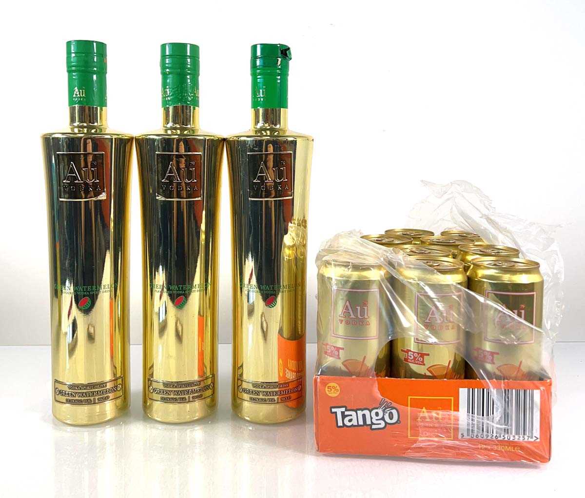 Lot 61 - 3 bottles of Au Vodka Green Watermelon 35.2%...