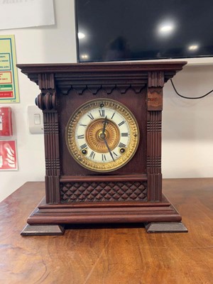 Lot 1018 - Wooden cased clock by the Ansonia Clock...