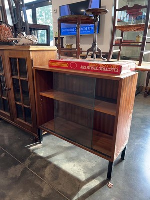 Lot 1024 - Mid Century teak open fronted bookcase with...