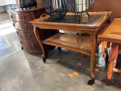 Lot 1033 - Walnut finish 2 tier serving trolley with...