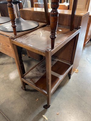 Lot 1054 - Wooden two tier serving trolley and a single...