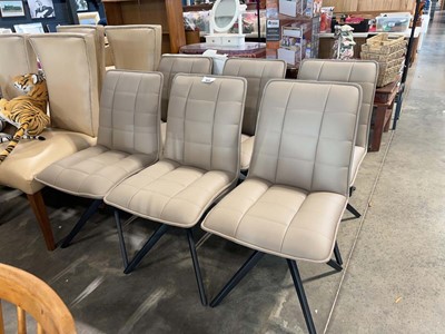 Lot 1058 - Set of 6 mocha coloured leather upholstered...