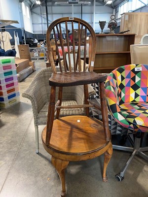 Lot 1061 - Single dark oak spindle back dining chair,...