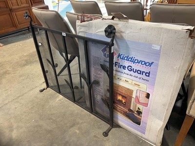 Lot 1063 - Wrought iron freestanding fire screen and a...