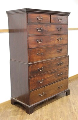 Lot 21 - A George III mahogany chest-on-chest with an...