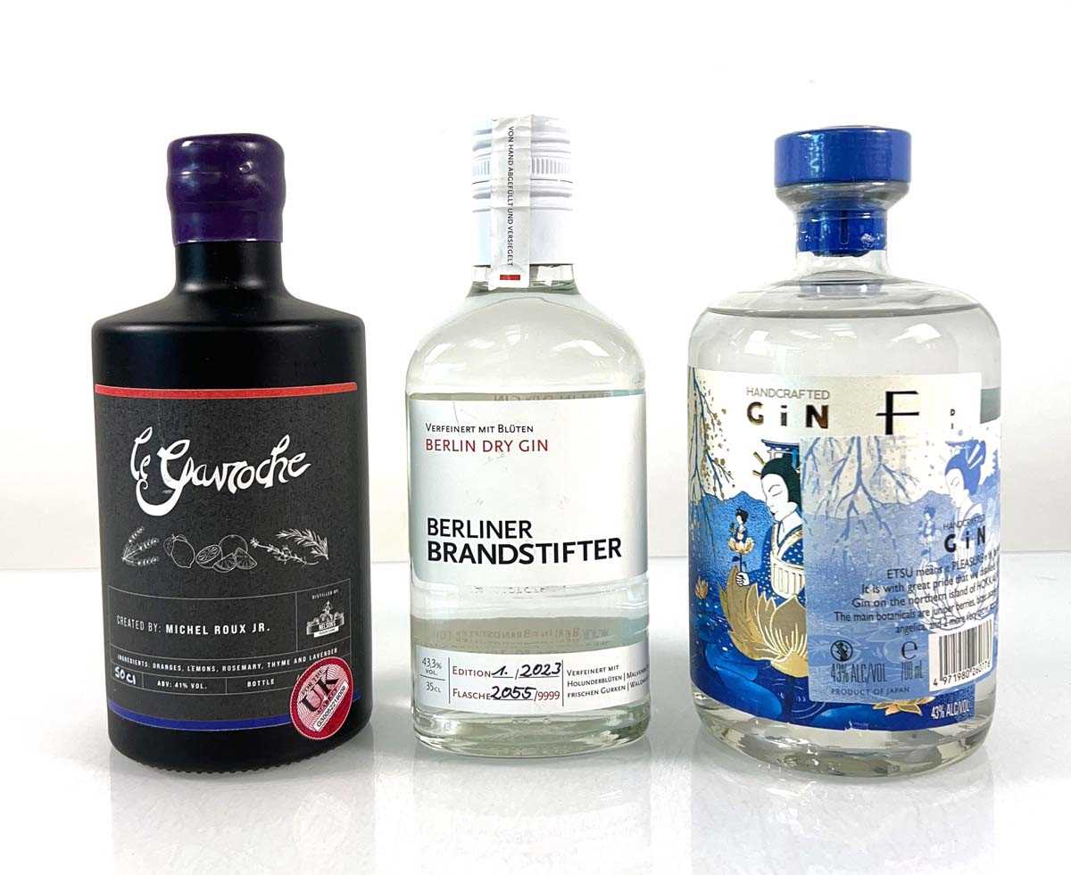 Lot 65 - 3 bottles of Gin, 1x ETSU Gin from Hokkaido...