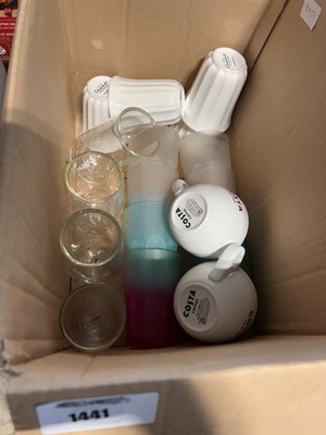 Lot 1441 - Box of mugs and glasses from brands including...