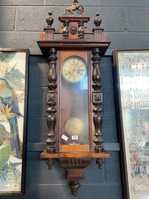 Lot 1148 - Mahogany cased wall clock with rearing horse...
