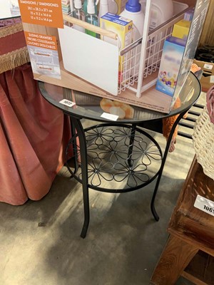 Lot 1072 - Glass topped 2 tier metal occasional table