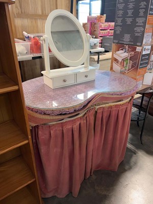 Lot 1074 - Kidney shaped dressing table with glass...