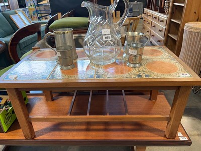 Lot 1174 - Mid Century teak tiled top coffee table